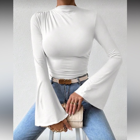 Elegant Black Long Sleeve Women's Bodysuit Top - Picture 11 of 16